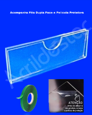 Display PETG porta preço e etiqueta modelo U 6x12cm Horizontal