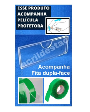 Display PS porta preço e etiqueta modelo U 6x12cm Horizontal