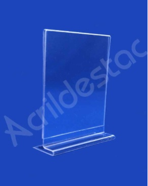 Display T de mesa e balcão PS Cristal acrilico similar A5 21x15 Vertical em Promoção