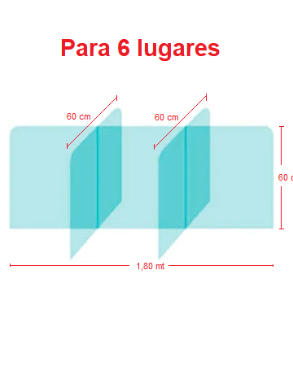 Divisória de Mesa Barreira Escudo Protetor PS Acrílico similar para 6 lugares 