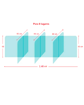 Divisória de Mesa Barreira Escudo Protetor PS Acrílico similar para 8 lugares 