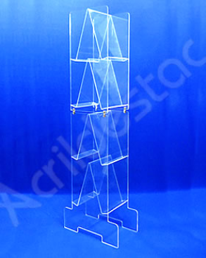 Expositor em acrilico Totem de chão Desmontavel 8 Bolso para Folhetos e encartes 145cm alt