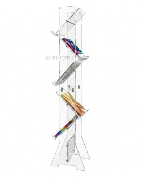Expositor de Acrilico Desmontavel 5 Bandejas Encartes Folhetos e Panfletos Altura 126cm