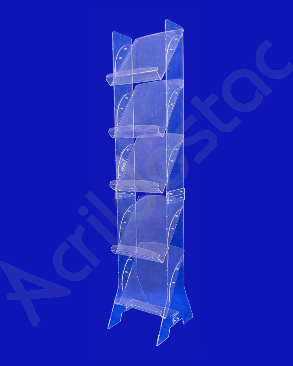 Expositor de Acrilico Desmontavel 5 Bandejas para Catalogos Folhetos e Encartes Altura 126cm