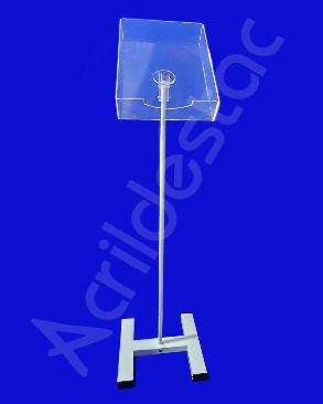 Pedestal Porta Folhetos Acrilico de chão Bolso Panfletos 350 Folhas Base Aluminio H Branco