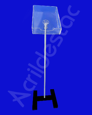 Pedestal Porta Folhetos Acrilico de chão Bolso Panfletos 350 Folhas Base Aluminio H Preto