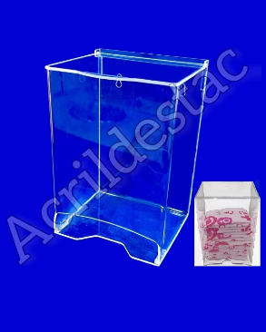 Porta Absorvente Acrilico Cristal 17,5CM A x 12CM x 10CM Tampa de abrir para Parede ou Mesa