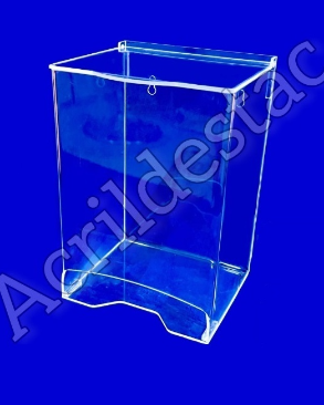 Porta Absorvente Acrilico Cristal 17,5CM A x 12CM x 10CM Tampa de abrir para Parede ou Mesa