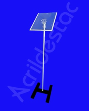 Porta Cardapio Acrilico Pedestal de Chão Torre para Folha A3 42x30 Base Aluminio H Preto