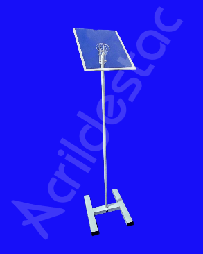 Porta Folheto Pedestal Acrilico de chão Cardapio e Panfleto A4 30x21 Base Aluminio H Branco