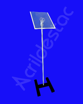 Porta Folheto Pedestal Acrilico de chão Cardapio e Panfleto A4 30x21 Base Aluminio H Preto