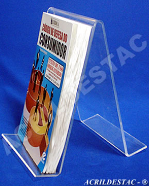 Porta Livro PS cristal acrilico similar 21 x 14 cm Duplo - Display para livros em Livrarias Estantes
