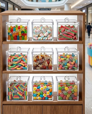 Potes de acrílico para alimentos e condimentos 20 x 20 cm (alt x base) - 8,0 L