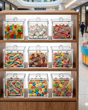 Potes de Acrílico para alimentos secos cereais doces 30 x 25 cm (alt x base) - 18,5 L