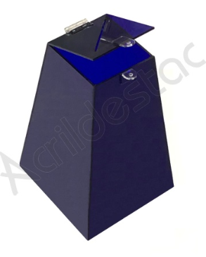 Urna de acrilico Azul Bic 30cm alt Piramide para eventos 