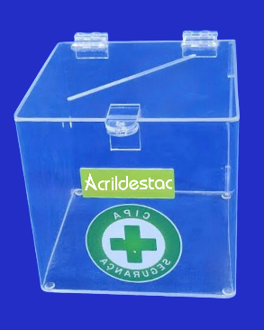 Urna de acrilico Cristal 15x15cm alt Quadrada Cubo sorteios e doações 