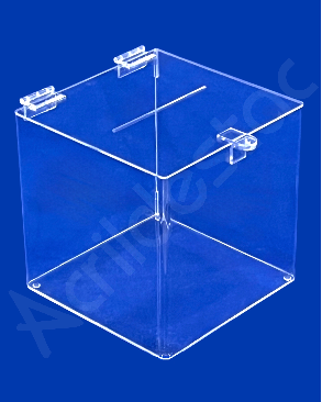 Urna de acrilico Cristal 25x25cm alt Quadrada Cubo sorteio e promoção 