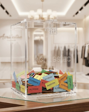 Urna de acrilico Cristal transparente 30 alt x 20 x 20cm Base Quadrada para cupons