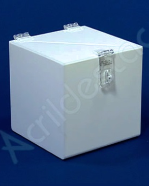 Urna de PS Branca Quadrada similar ao acrilico Caixa 15x15cm Adesivo eleições CIPA