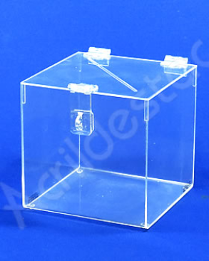 Urna de PS Cristal Quadrada similar ao acrilico Cubo 15x15cm sorteio e doações