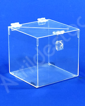 Urna de PS Cristal Quadrada similar ao acrilico Cubo 25x25cm sorteio e promoção