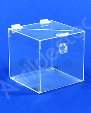 Urna de acrilico Cristal 25x25cm alt Quadrada Cubo sorteio e promoção 