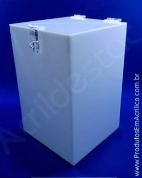 Urna de PS Branca similar ao acrilico 30alt x20x20cm Base Quadrada para cupons