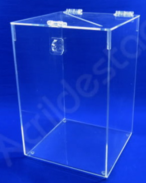 Urna de acrilico Cristal transparente 30 alt x 20 x 20cm Base Quadrada para cupons