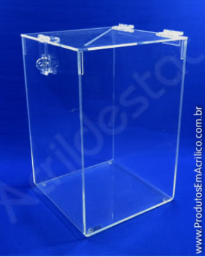 Urna de PS transparente similar ao acrilico 30alt x 20x20cm Retangular para cupons