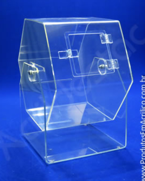 Urna de acrilico giratoria sextavado 20x20 cm para cupons sorteio Produtos em Acrilico 