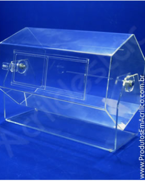 Urna de acrilico giratoria sextavado 30x20 cm para cupons sorteio Produtos em Acrilico 