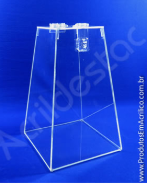 Urna de acrilico Piramide Cristal 20cm alt Urna para cupons sorteios e eventos Produtos em Acrilico
