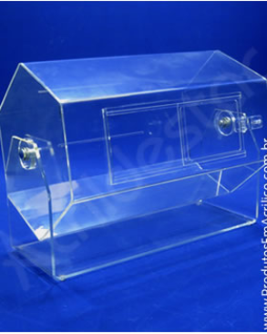 Urna de acrilico giratoria sextavado 100x50 cm para sorteio cupons 